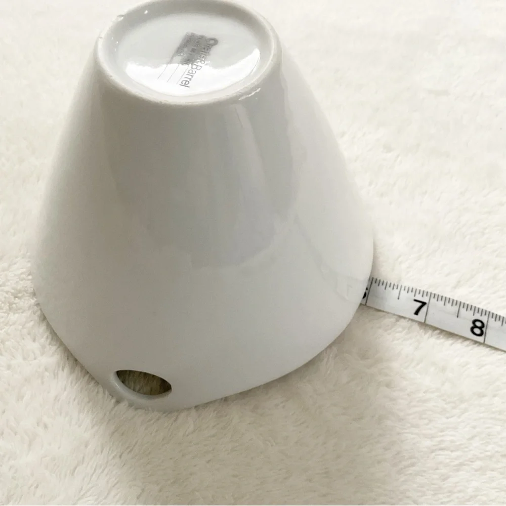 Crate & Barrel Kai White Porcelain Serving Bowl Modern Minimalist Handles